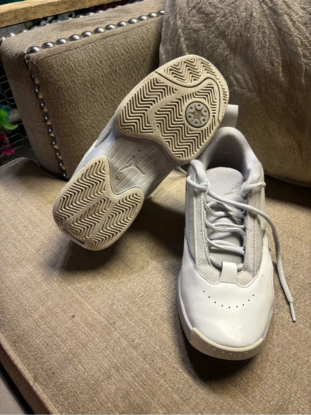Jordan Women's Athletic Sneakers in Light Gray and White